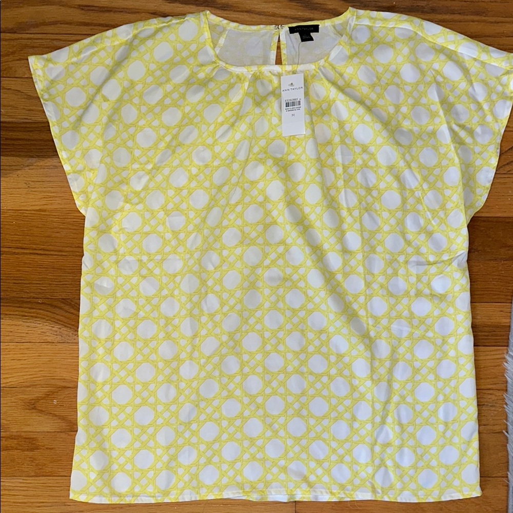 Ann Taylor Lemon and Cream Blouse